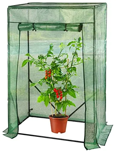 Royal Gardineer Tomatengewächshaus Folie: Tomaten-Folien-Gewächshaus, aufrollbare Tür, 100 x 50 x 150 cm, grün (Treibhaus Pflanzen, Tomaten Gewächshaus Balkon, Abdeckhaube)
