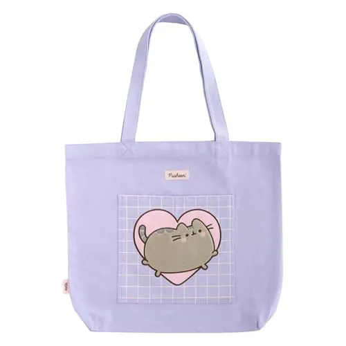 Pusheen Umhängetasche aus Baumwolle - Moments Kollektion (37 x 41 cm) - Handtasche aus 100% Baumwolle mit Reißverschluss und Außentasche. Ideal für den täglichen Gebrauch, umweltfreundlich und stilvoll.