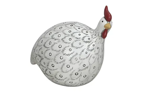 finehomegarden Dekofigur Perlhuhn Huhn weiss/schwarz - Sonstige Dekoartikel, charmante Osterfigur aus robustem Polyresin, perfekt für die Frühlingsdekoration und ein Blickfang in jedem Wohnbereich.