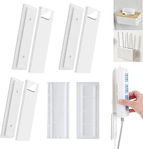 Steckdosenleisten Halterung – Selbstklebende Wandbefestigung - Steckdosen & Zubehör – Multifunktionale Halterung für Steckdosenleisten und Router, verhindert Kabelsalat und schützt Kinder sowie Haustiere vor Stolpergefahr.