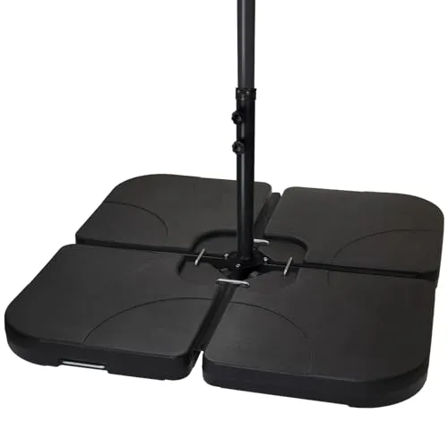 BB Sport Sonnenschirmständer 4-teilig Schirmgewicht für Ampelschirm Bodenkreuz schwarz 60 Liter / 100 kg