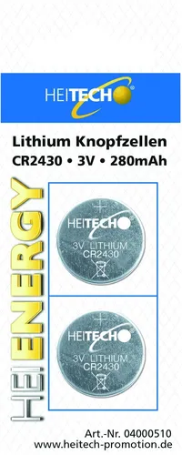 Knopfzellen 2 x CR2430 3V Lithium Knopfzellen für Uhren, Fernbedienungen etc.