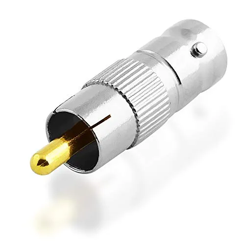 BestPlug Coaxial BNC Adapter Verbindungsstück, BNC Buchse Kupplung weiblich auf Cinch Stecker männlich vergoldet, Metallausführung