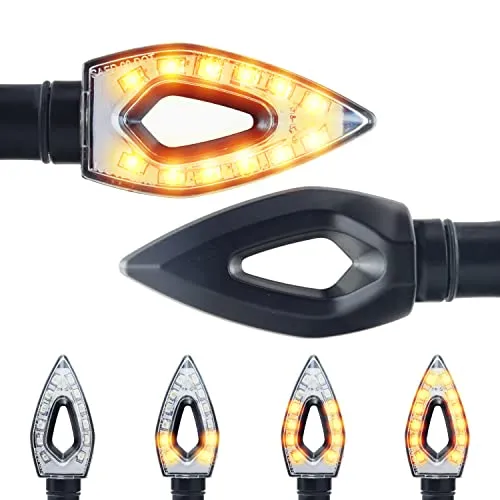 Area1 Motorrad LED Blinker E-geprüft Set (2 Stück) M10 mit Lauflichteffekt - Blinkerleuchten mit E-Prüfzeichen für sichere Montage. Sportliches CNC-Design und Lauflichteffekt für bessere Sichtbarkeit und Sicherheit im Straßenverkehr.