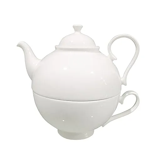Jameson & Tailor Tea for One Teekanne - Elegante Teekanne für eine Person aus strahlend weißem Brillantporzellan, ideal für entspannte Teepausen. Ergonomischer Griff für komfortables Einschenken.