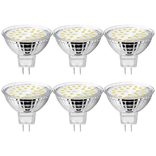 UYHGO MR16 GU5.3 LED Lampen 5W, Kaltweiß 6000K, Ersatz für 50W Halogenstrahler, 500LM LED Spot Nicht Dimmbar, 12V AC/DC, 6er Set
