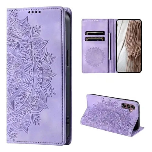 CoverKingz Handyhülle für Samsung Galaxy A25 5G - Handytasche mit Kartenfach Klapp Etui Cover - Handy Hülle klappbar Motiv Mandala Lila