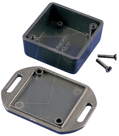 1551PFLBK - Mini-ABS-Gehäuse, 40 x 40 x 20 mm, IP 54, mit Flansch