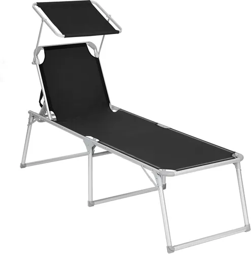 SONGMICS Gartenliege, Liegestuhl,Aluminium,groß,65x200x48cm,verstellbar schwarz