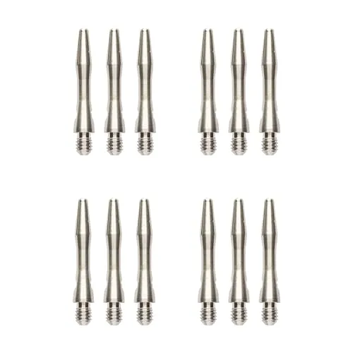 Red Dragon Plain Aluminium Extra Short Dart Shafts - 4 sets pro packung (12 wellen in total) & Red Dragon Checkout Card