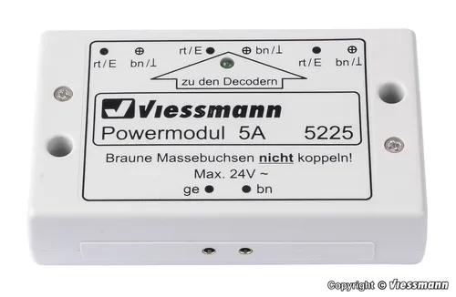 Viessmann Modelltechnik 5225 Powermodul 24 V - Ersatzteile für Modelleisenbahnen, sorgt für stabilen Schaltstrom und flackerfreie LED-Beleuchtung, ideal für bis zu 200 LED-Leuchten mit 5A Belastbarkeit.