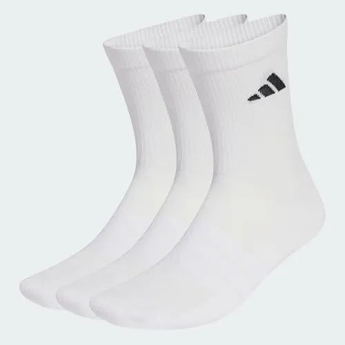 adidas Unisex CUSHIONED SPORTSWEAR CREW SOCKS 3 PAIR PACK, white/white/black, 34-36