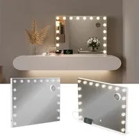 Vicco Spiegelschrank Greta, Weiß, 80 x 61 cm mit LED-Beleuchtung - Spiegelschrank mit 18 LED-Lampen für perfekte Beleuchtung, 3 Farbtemperaturen und USB-Anschlüsse zum Aufladen. Ideal für Beauty-Rituale und elegantes Design.