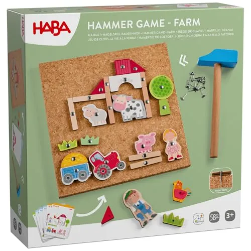 Hammer-Nagelspiel Bauernhof - Faszinierendes Hammer-Nagelspiel für kreatives Spielen. Fördert die Feinmotorik und sorgt für jede Menge Spaß im Kinderzimmer.