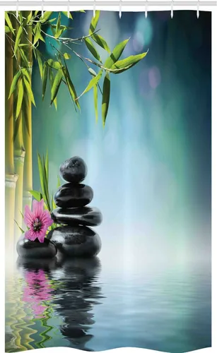 Schmaller Duschvorhang Hibiscus Bambus auf dem Wasser, 120cm x 180cm