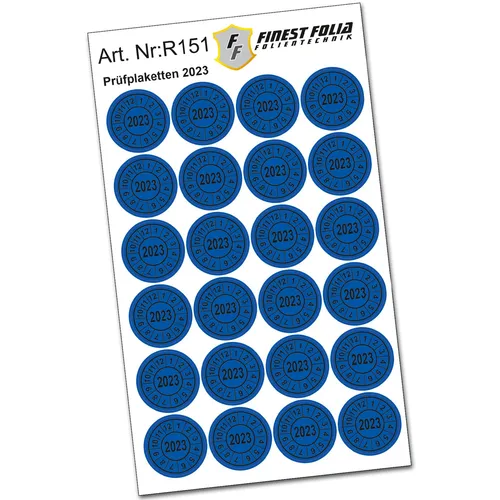 24x Prüfplakette Jahr 2023 Blau Prüfsiegel Ø 24mm Aufkleber Plakette UVV R151