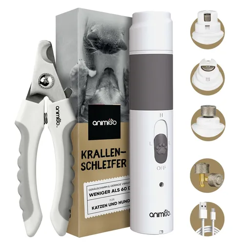 Elektrischer Krallenschleifer für Hunde & Welpen - Wiederaufladbar von Animigo - Pfoten- & Krallenpflege: Effizienter Nagelschleifer für eine sanfte und sichere Pflege, ideal für alle Hundegrößen.
