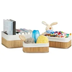 Regalkorb Set Bambus - 3 Größen für stilvolle Aufbewahrung - Körbe aus nachhaltigem Bambus in 3 praktischen Größen, ideal für Ordnung und Dekoration in jedem Raum.