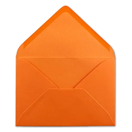 DIN C6 Briefumschläge Orange - 11,4 x 16,2 cm - 120 g/m² Nassklebung Brief-Hüllen ohne Fenster für Einladungen von Ihrem Glüxx-Agent 50