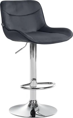 Deluke Barhocker Schwarz mit Samtbezug, höhenverstellbar, 49x85x51 cm