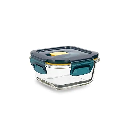 Quid Astral Frischhaltedose, quadratisch, Glas, 11,6 x 11,6 x 6,3 cm, 32 cl, Blau