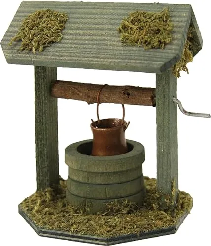 FADEDA Hofbrunnen mit Dach/Höhe:11 cm/handbemalt/detailgetreue Krippen Figuren