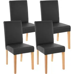 Esszimmerstuhl Littau 4er-Set - Kunstleder, schwarz matt, helle Beine - Stühle für Esszimmer, modernes Design mit hoher Rückenlehne und bequemer Polsterung für höchsten Sitzkomfort. Belastbarkeit bis 150 kg, ideal für gesellige Abende.