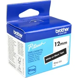 Originalband Brother Btag-335 12mm x 4m weiß auf schwarz nicht laminiert