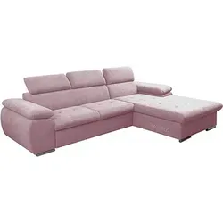 Ecksofa NILU mit Schlaffunktion und Bettkasten in pink von MOEBLO