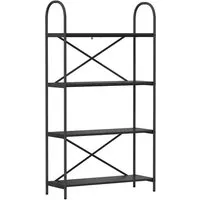 vidaXL Regal Schwarz Eichen-Optik 80 x 30 x 146 cm - Modernes Bücherregal aus Holzwerkstoff mit robustem Stahlrahmen, ideal für elegantes Ambiente und viel Stauraum für Bücher und Deko.