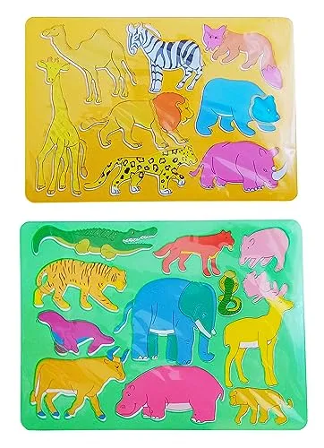 TIERE SCHABLONEN Set 2-tlg. zum Malen aus Kunststoff Malschablonen Tier Schablone Handwerk Kinder Kunst Malzubehör 33