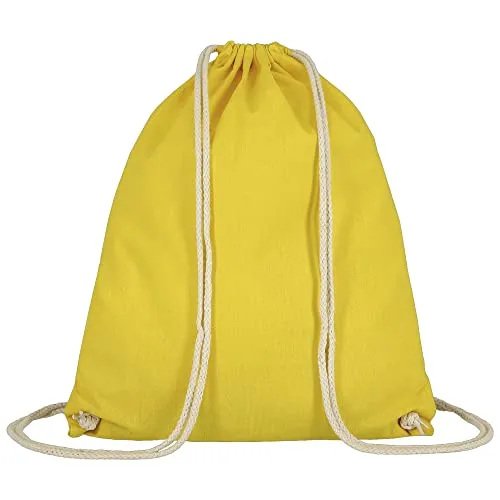 Veproli Baumwoll Turnbeutel Sportbeutel Zuziehbeutel Gymsack Sack Jute Schule Rucksack (Gelb)