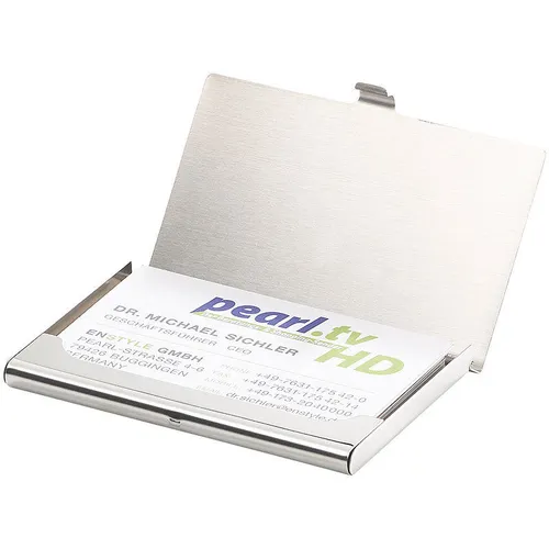 PEARL Ultradünnes Visitenkarten- & Kreditkarten-Etui, rostfreier Edelstahl