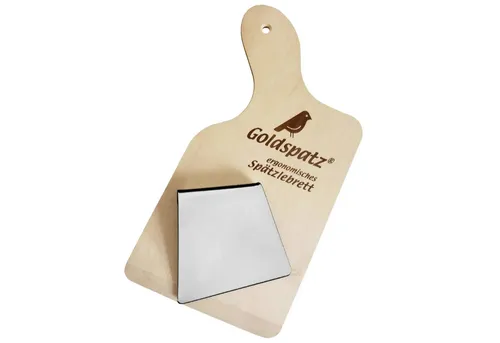 Goldspatz Spätzlereibe Goldspatz Ergonomisches Spätzlebrett mit Spätzleschaber, Edelstahl, Goldspatz Ergonomisches Spätzlebrett mit Spätzleschaber, Edelstahl, (Kochset, Küchenset, Spätzleset, Schaber mit oder ohne Gravur erhältlich), Ergonomisches Spätzlebrett mit Edelstahlschaber und Rezept