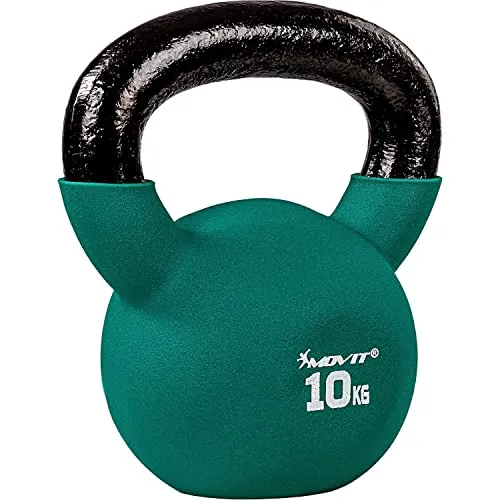 MOVIT Kettlebell PRO, Kugelhantel aus Gusseisen mit Neoprenbeschichtung, 12 Varianten: 2 bis 24 kg, schadstoffgeprüft, Schwunghantel Kugelgewicht