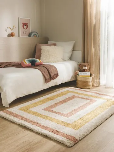benuta Kinderteppich Gobi, rechteckig, Ethno-Style - Kurzflor-Teppich, ideal für Kinderzimmer mit zarten Farben und fantasievollen Mustern, sorgt für eine gemütliche und sichere Spielumgebung.