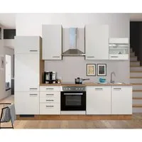 Flex Well Küchenzeile Vintea 280 cm magnolia matt - Küchenzeilen mit umfassender Ausstattung: inkl. h-tech Einbauherd, Glaskeramikkochfeld und Geschirrspüler. Flexibel und platzsparend für jede Küche!