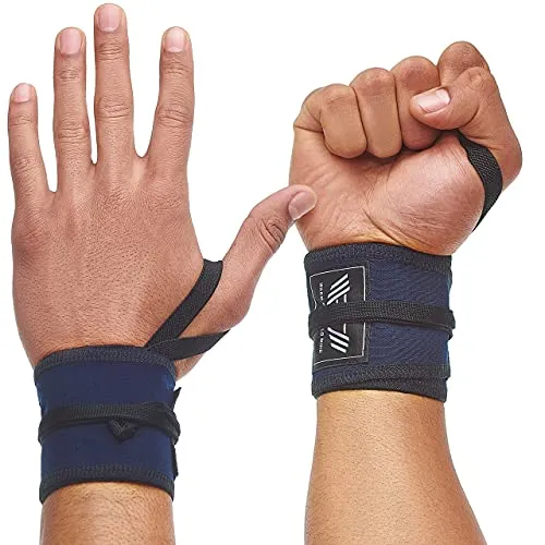 WARM BODY COLD MIND Premium Wrist Wraps für Olympisches Gewichtheben, Handgelenkstütze für Fitness, Weightlifting Straps, Powerlifting, Handgelenkbandage für Krafttraining (Navy)