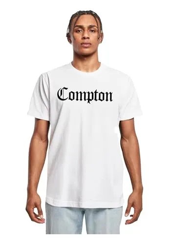 MisterTee Herren Compton Tee - Kurzarmshirt in Weiß - Herren-Shirt aus 100% Baumwolle, bequem und casual im Rundhals-Stil, ideal für lässige Freizeitlooks.
