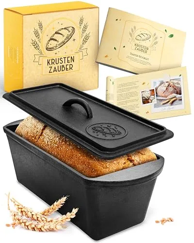 KRUSTENZAUBER Brotbackform mit Deckel - Gusseisen für perfekte Backergebnisse - Brotbackkastenform aus robustem Gusseisen, ideal für knuspriges Brot mit perfekter Kruste. Erlebe echtes Handwerk und verwandle deine Küche in eine duftende Backstube!