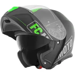FC-Moto Novo Straight Klapphelm, schwarz-grün, Größe M für Männer - Motorradhelm mit HIRP Schale für hohe Sicherheit und Ratschenverschluss für einfachen Sitz, ideal für stilbewusste Fahrer.