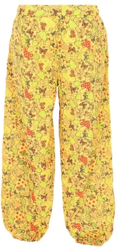 GURU SHOP Unisex Yogahose mit Pilz Print - Bequeme Baumwoll Goa Hose in Gelb, Größe L - Leichte und bequeme Yogahose aus Baumwolle mit elastischem Bund und Kordelband. Ideal für Yoga und Freizeit, mit praktischen seitlichen Taschen. Perfekt für entspannte Momente!