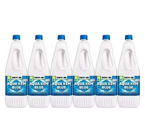 THETFORD Thetford Aqua Kem Blue 2 Liter Toilettenreiniger Sanitärflüssigkeit WC-Reiniger (Set, [6-St. 2 Liter Flasche Sanitärflüssigkeit für die Toilette Thetford, Aqua Kem Blue, 2 Liter, Für Campingtoiletten)