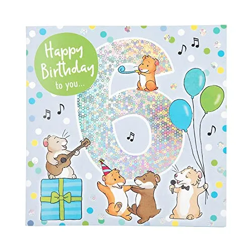 Depesche 11515-012 Zahlenkarte zum 6. Geburtstag mit Musik, veredelte Klappkarte mit originellem Innentext, inkl. Umschlag, Format 15,5 x 15,5 cm, mehrfarbig