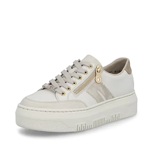 RIEKER Plateausneaker für Damen, Gr. 39, Weiß-Creme - Stylische RIEKER Plateausneaker aus Leder und Lederimitat, ideal für den Alltag. Mit seitlichem Reißverschluss und rutschhemmender Sohle für optimalen Tragekomfort.