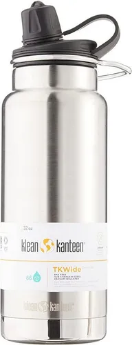 Klean Kanteen TKWide VI Trinkflasche 946ml - Brushed Stainless - Trinkflaschen - Vakuumisolierte Flasche mit Climate Lock™ Technologie, hält Getränke stundenlang warm oder kalt, ideal für Outdoor-Aktivitäten.