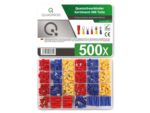 Quadrios Ringkabelschuh 22C424 - Quetschverbinder-Sortiment 0.5 mm² bis 2.5 mm², in Rot, Blau und Gelb für vielseitige Anwendungen