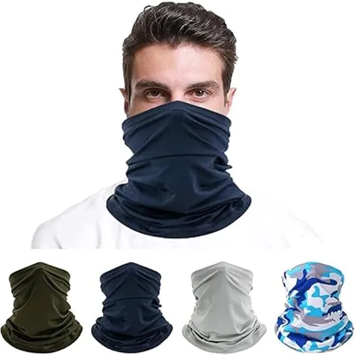 Ysimple 4 Stück Multifunktionstuch Schlauchschal Halstuch,Herren Sport Atmungsaktiv Winddicht Halsschlauch,Weich und Bequem Bandanas Loop Schal für Outdoor Skifahren Motorrad Laufen Radfahren