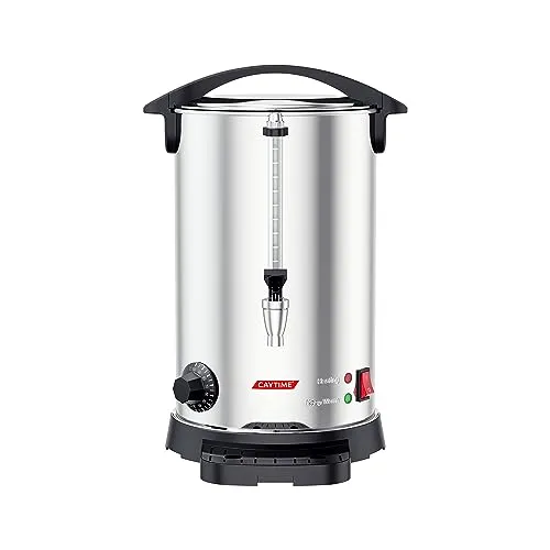 Caytime Glühweinkocher 12 Liter - Edelstahl Heißwasserspender mit Zapfhahn - Multikocher für Glühwein, Punsch, Tee und Kaffee mit 1500W für schnelles Erhitzen und Warmhalten. Ideal für Events mit 12 Liter Fassungsvermögen und sicherem Ausschenken.
