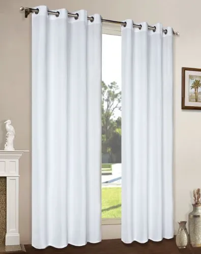 Vorhang Blickdicht Schal, 2 Stück 245x140 (HxB) Matte unifarbene Gardine mit Ösen, Weiß Material aus Microsatin Micofaser-Gewebe., 204050